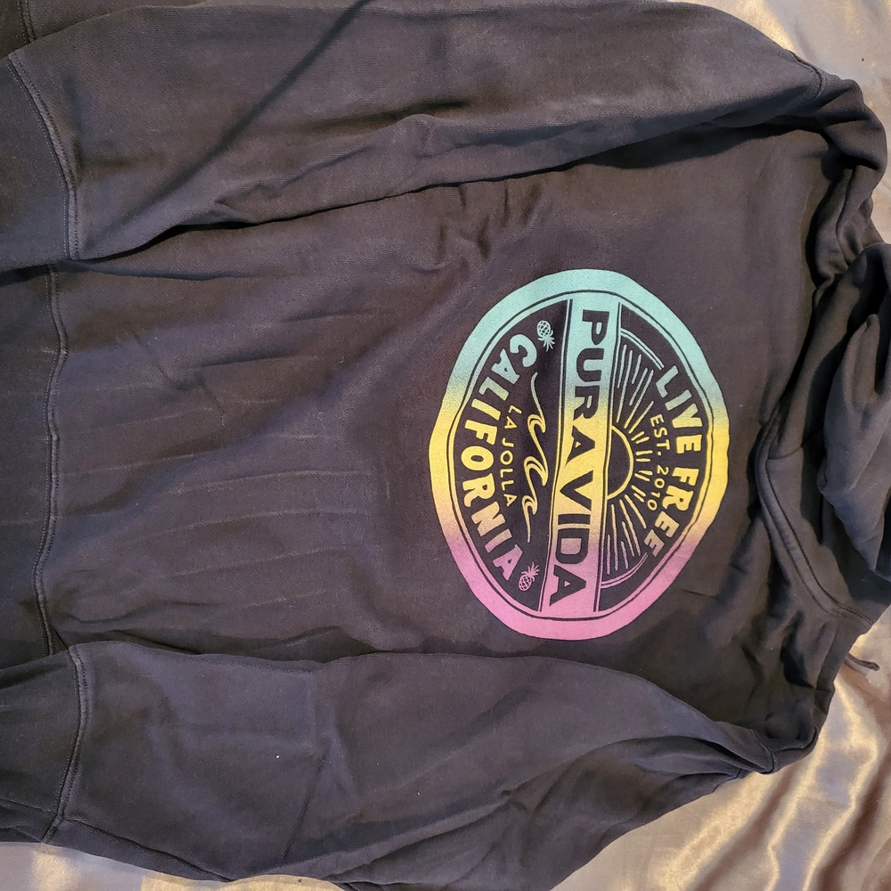 Pura Vida Black Hoodie with Colorful Logo